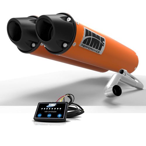 Hmf polaris rzr xp 900 2011 - 2014 orange/blk dual full center exhaust + efi