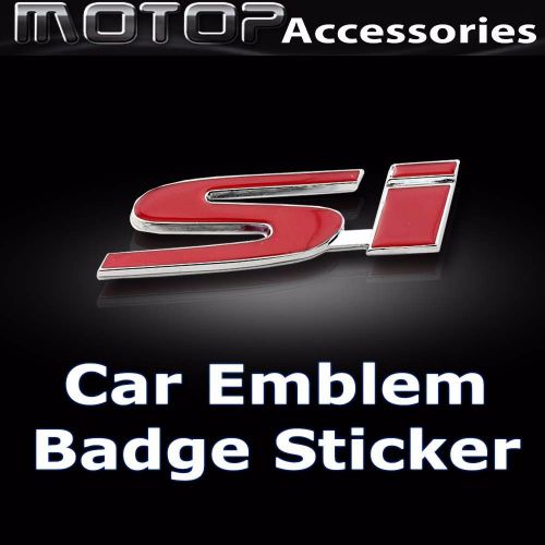 3d metal red si logo racing front badge emblem sticker decal self adhesive si