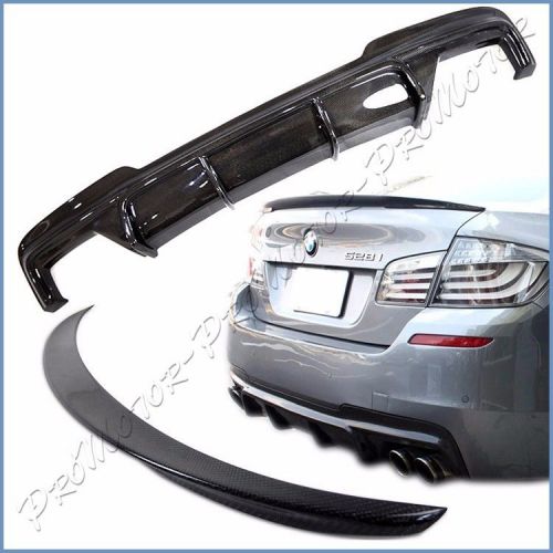 Carbon fiber combo body kit bmw 12-15 f10 trunk spoiler diffuser m sport bumper