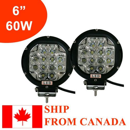 2x 6in 60w round led work light flood offroad jeep truck 4wd atv