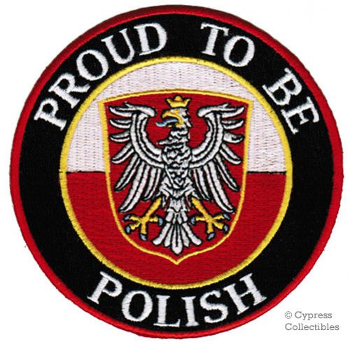 Proud to be polish iron-on embroidered biker patch poland flag polska