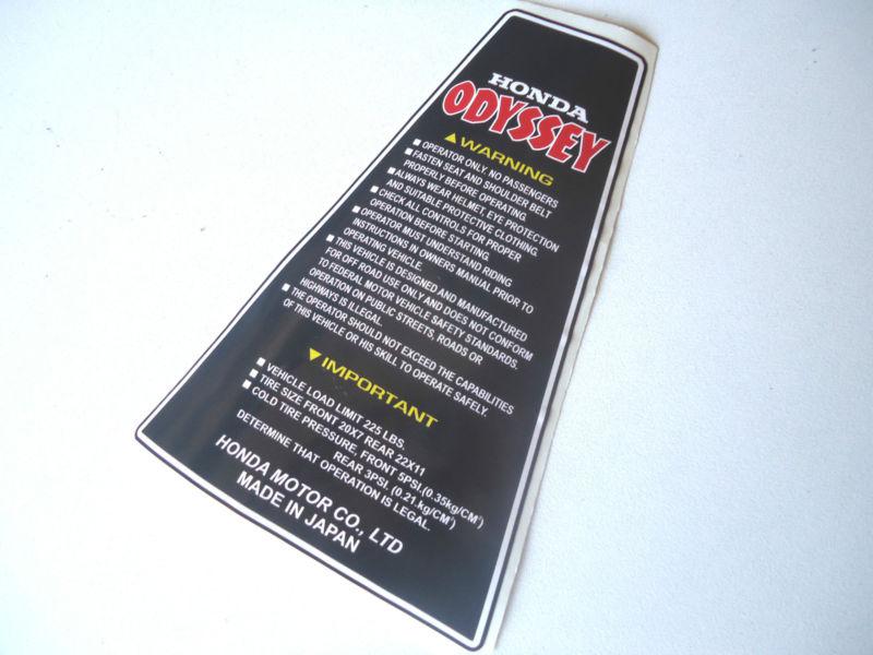 Honda odyssey fl250 fl 250 atv foot tub vinyl decal sticker