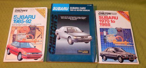 3 subaru repair manuals 1970- 1992 us &amp; canadian models three chilton&#039;s books