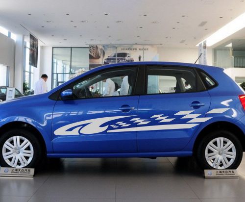 Car decal vinyl graphics body stickers side decals checkered flags for polo #658