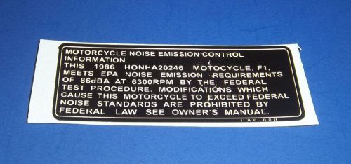 1986 atc 250r noise emission tag graphic decal replacement