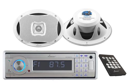 Aqcd60bts marine mp3 detachable stereo w/bluetooth+ 500 watt 2-way boat speakers