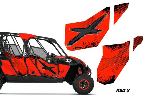 Amr racing graphic wrap kit canam maverick 4 door utv doors decal parts - red x