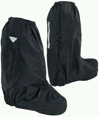 Rain boot covers for motorcycle rididng black with reflective visibility medium