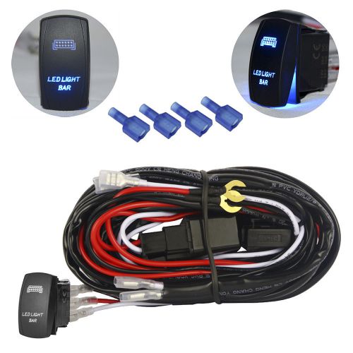 Wire harness kit relay wiring adapter extension cable blue led light switch