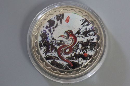 Silver plated medal chinese zodiac signs - year of the snake
