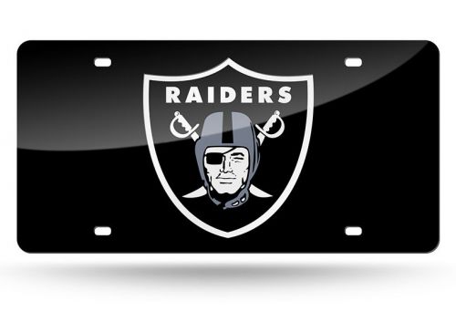 Oakland raiders black laser license plate