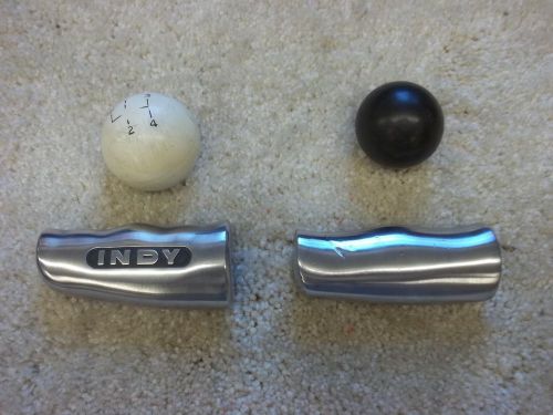 4  (four) shifter knobs hurst indy t handle aluminum 4 speed white black rare