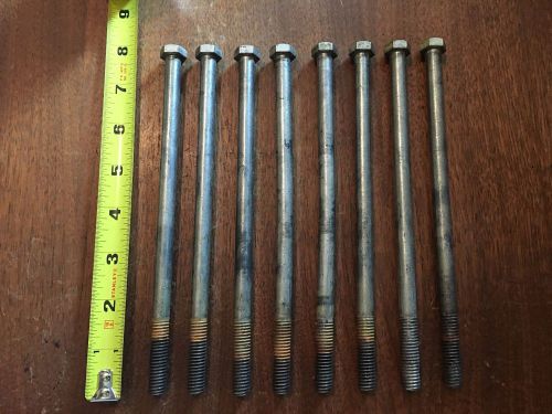 Lot of 8 the s30400 stainless steel bolts 3/8" - 16  x 7-1/2" long marine grade