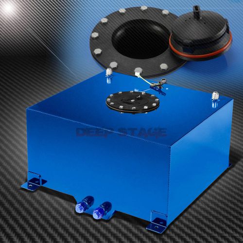 10 gallon light blue coated aluminum gas fuel cell tank/2"sump+level sender