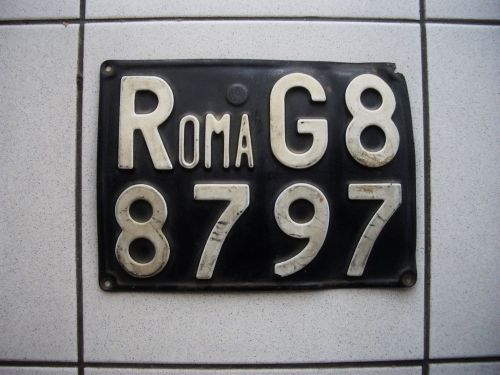 Org. 60s license plate roma/rome italy , fiat , alfa romeo , ferrari , lancia
