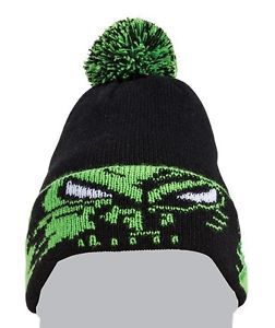 Arctic cat youth team arctic eyes beanie / hat - black  / lime green 5263-048