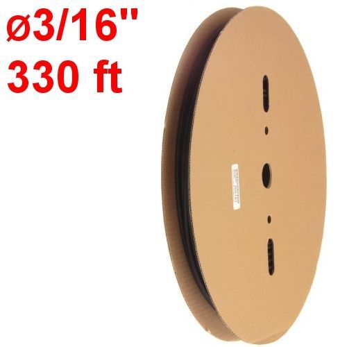330 ft Ø3/16" heat shrink tubing wire wrap black polyolefin 2:1 shrink ratio