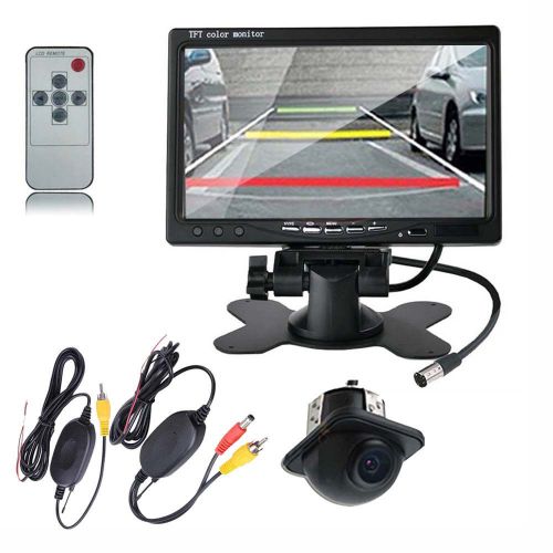 Wireless car rear view backup cmos camera night vision + 7&#034; tft lcd monitor kit
