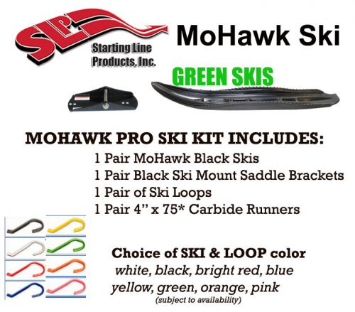 Arctic cat 2012-15  m chassis slp mohawk green skis, loops, mounts, 4&#034; carbides