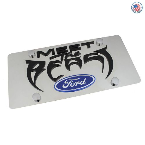 Ford meet the beast polished stainless steel license plate