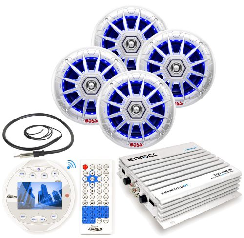 Aqr84w boat bluetooth am fm round radio,antenna,6.5&#034;speakers,bluetooth amplifier
