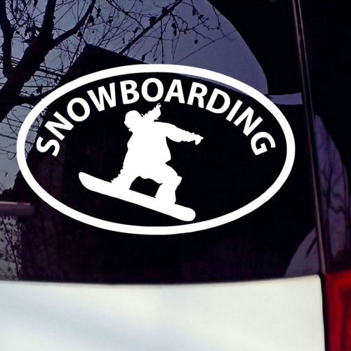 Skiing man silhouette truck decal snowboarding oval car bumper window sticker