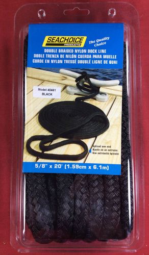 Dock line double braided nylon 5/8&#034; x 20&#039; black seachoice 40461