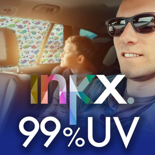 2 x inkx 99% uv spf 100 premium car shade swimming whales, 66% heat rejection