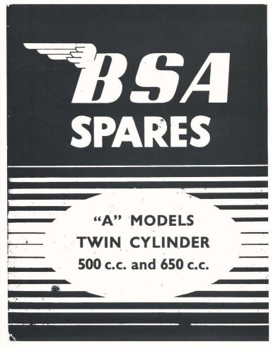 Bsa parts manual book 1954, 1955, 1956 &amp; 1957 a10 650cc road rocket