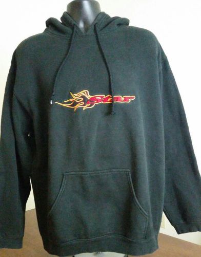 Euc star yamaha motorcycles hooded sweatshirt large black embroider stitched