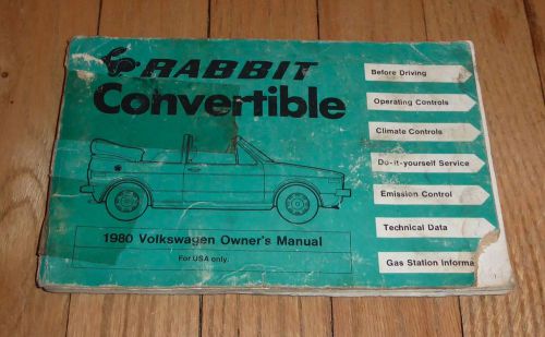 1980 volkswagen vw rabbit convertible owner’s manual