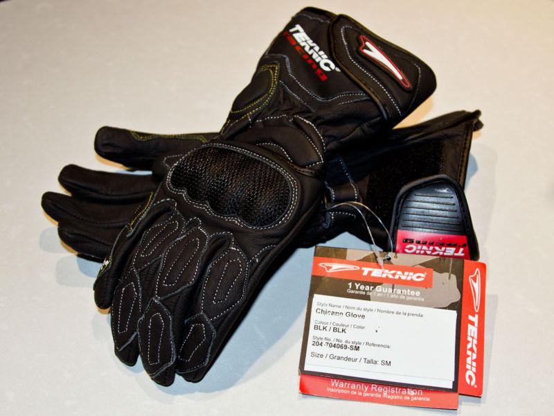 New - teknic chicane motorcycle gloves - black - gauntlet, knuckle armor