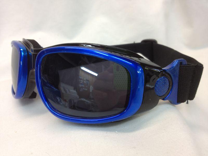 New padded motorcycle vented elastic strap adjustable great shape blue/black