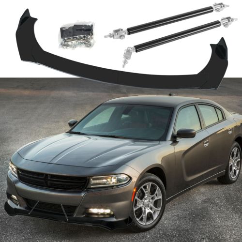 For Dodge Charger RT SRT SXT Front Bumper Lip Splitter Spoiler+2XStrut Rods Bars, US $68.98, image 8