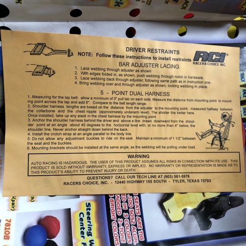 Two Sets RCI Racing 5 Point Harness 3” Y Type Complete Sets Black Belts 9310CD, US $100.00, image 7