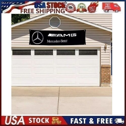 Mercedes Flag Benz AMG Banner 20x120in Wall Hanging Tapestry for Garage Black, US $19.95, image 9