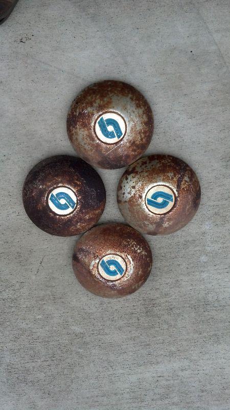 Lot of 4 vintage chrome boat utility trailer single hubcaps