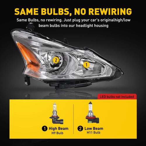 Fit 2013-2015 2014 Nissan Altima Sedan 4-Door Headlights Assemblies Chrome Pair, US $119.99, image 19
