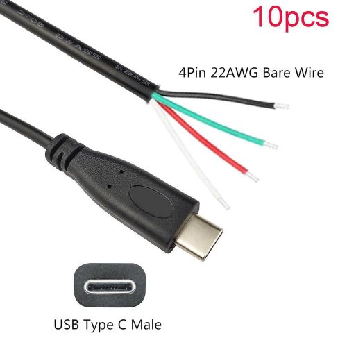 UK 10PCS USB Type-C Pigtail Cable Extension Power and Data Cable Solderable 5V 4, US $, image 2
