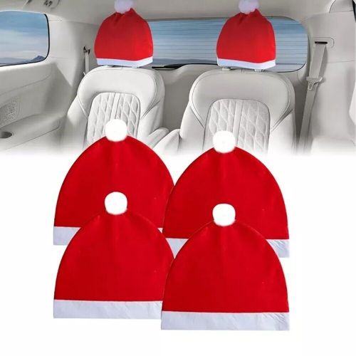 Decorative 4 Pack Santa Claus Hat Car Seat Headrest Covers for Christmas Joy, US $17.85, image 6