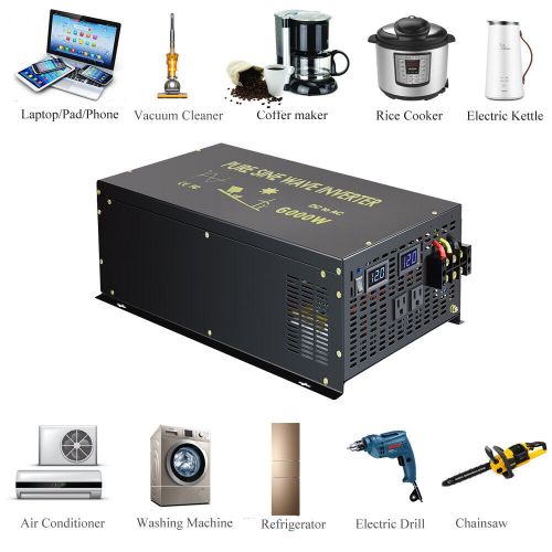 6000W Pure Sine Wave Inverter 24V to 120V Car Power Truck Motor Solar Van Remote, US $831.25, image 6