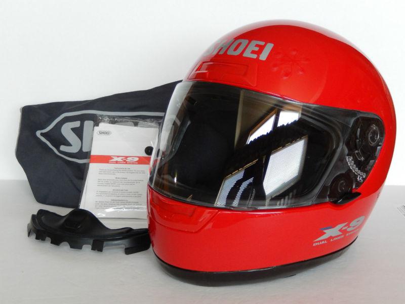 Shoei helmet x-9 medium solid red mint dot certified full face street helmet