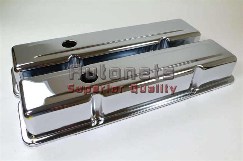 Chevy small block chrome steel short valve cover 265-283-305-307-327-350 sbc