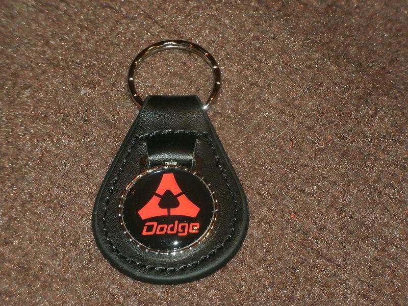 Dodge charger challenger dart demon dealer logo leather keychain new black
