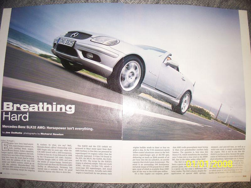 2002 mercedes benz slk32 amg ragtop in rare, original 11x 17 in. 3pg. from '01! 