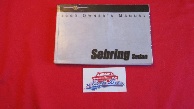 2006 chrysler sebring sedan owners manual 06