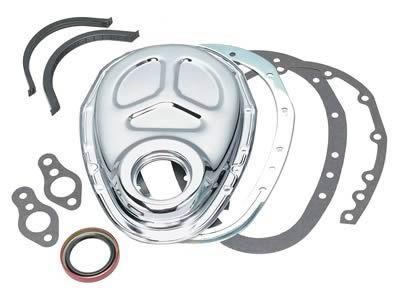 Mr. gasket 1099 timing cover 2-piece steel chrome plated chevy small block kit