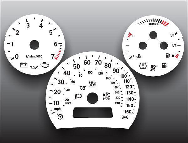 2003-2006 saab 9-3 black ring version instrument cluster white face gauges
