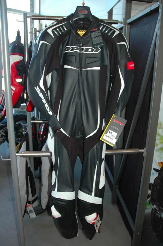 Spidi track wind pro suit, black one piece leather suit, men's euro size 54