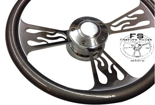 Marine / boat steering wheel (flame/half wrap) 3/4" keyway adapter ~carbon fiber